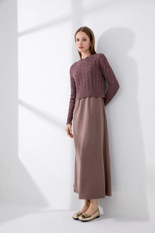 AS 2024 woman clothes short design Cable knitted tops + cupro