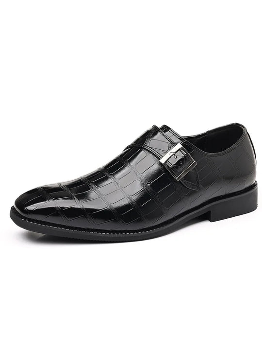 Gentleman Monk Strap Loafers Men's Crocodile Pattern Belt Buckle Leather Shoes Designer Formal Wedding Dress Homecoming Footwear