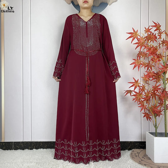 2024 New Muslim Chiffon Abayas For Women Robe Caftan Dubai Islam Clothing African Abaya Long Sleeved Fashion Dress With Turban