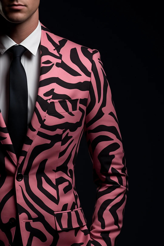 Fashion American Slim Men's Suit Men's Leopard Print Suit Casual Party Crocodile Suit Jacket Coat Bar Wedding Performance Set