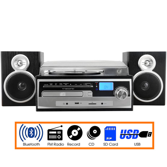 3-Speed Vinyl Turntable Home Stereo System.