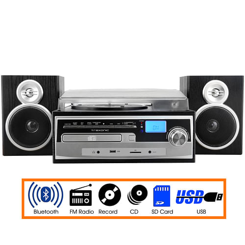 3-Speed Vinyl Turntable Home Stereo System.