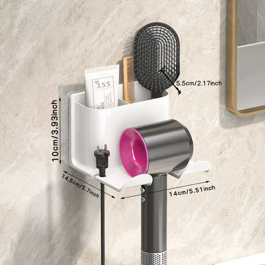 Sleek WallMounted Bathroom Organizer Rack with Smartphone Holder