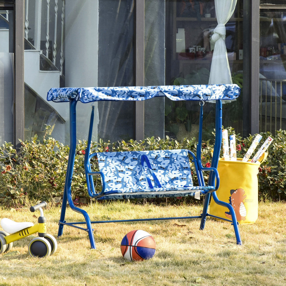 Outsunny 2-Seat Kids Canopy Swing Chair Toddler Outdoor Glider Hammock