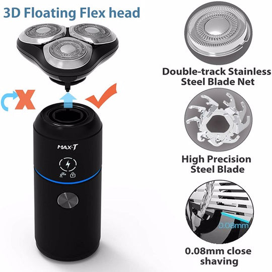 Women Men Electric Blade Rechargeable Travel Rotary Shaver IPX7 Waterproof