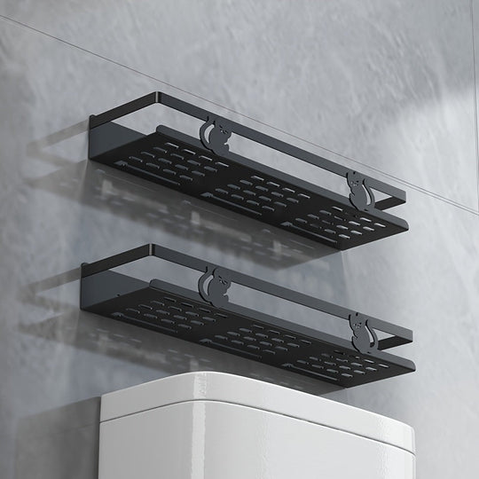 NoDrill Black Bathroom Storage Rack  SpaceSaving Iron Organizer