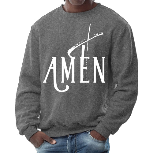 Mens Graphic Sweatshirt - Amen White Print