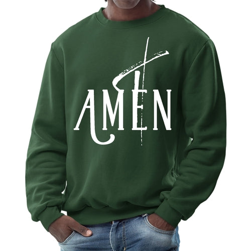 Mens Graphic Sweatshirt - Amen White Print