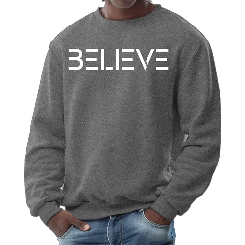 Mens Graphic Sweatshirt - Believe White Print