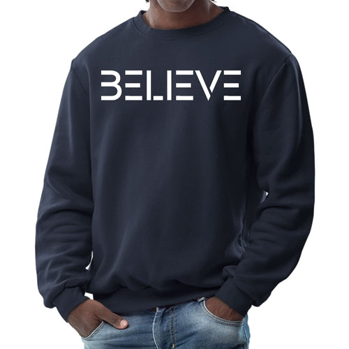 Mens Graphic Sweatshirt - Believe White Print