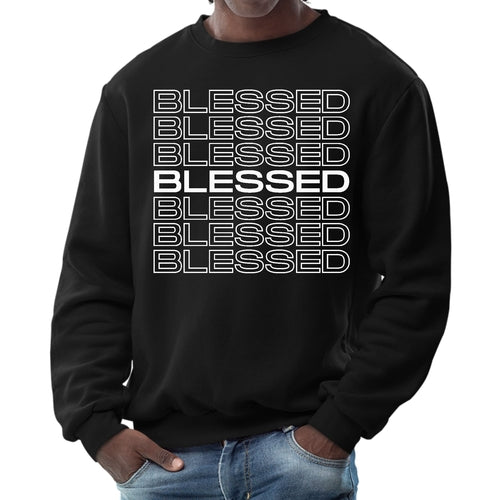 Mens Graphic Sweatshirt - Blessed Stacked Print