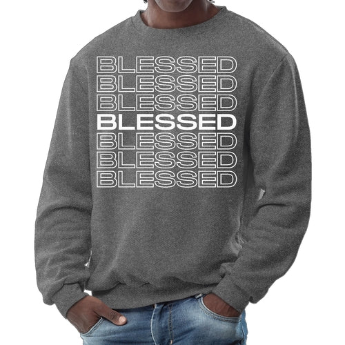 Mens Graphic Sweatshirt - Blessed Stacked Print