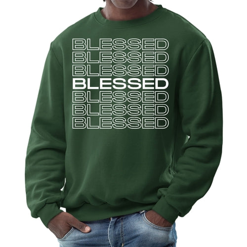 Mens Graphic Sweatshirt - Blessed Stacked Print