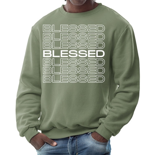 Mens Graphic Sweatshirt - Blessed Stacked Print