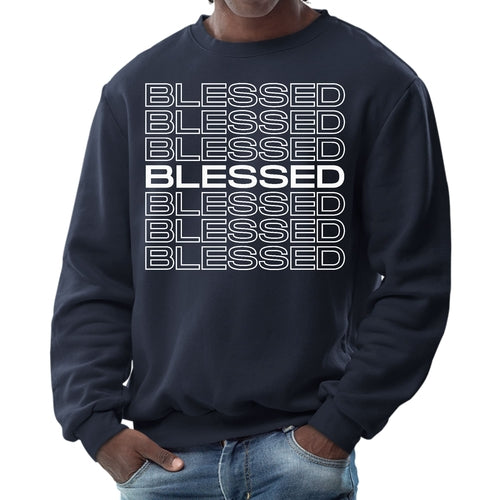 Mens Graphic Sweatshirt - Blessed Stacked Print