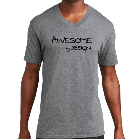 Mens Graphic V-neck T-shirt - Awesome by Design Black Print