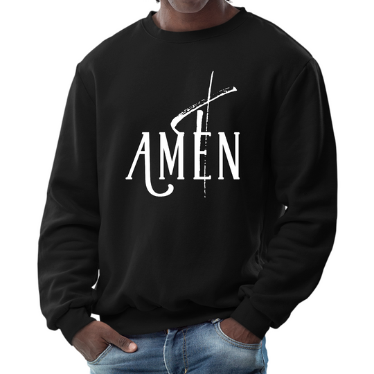 Mens Graphic Sweatshirt - Amen White Print