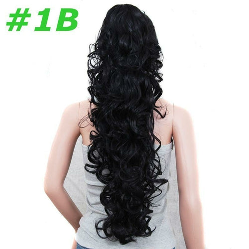 Synthetic hair Ponytails Claw Pony tails women curly wavy clip in on