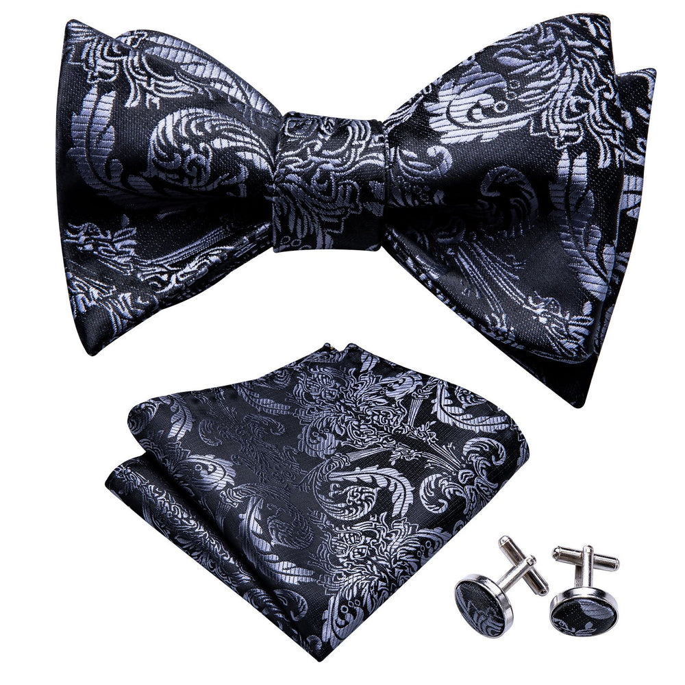 Bow Tie Set Wholesale Silk Bow Ties Men Black Grey