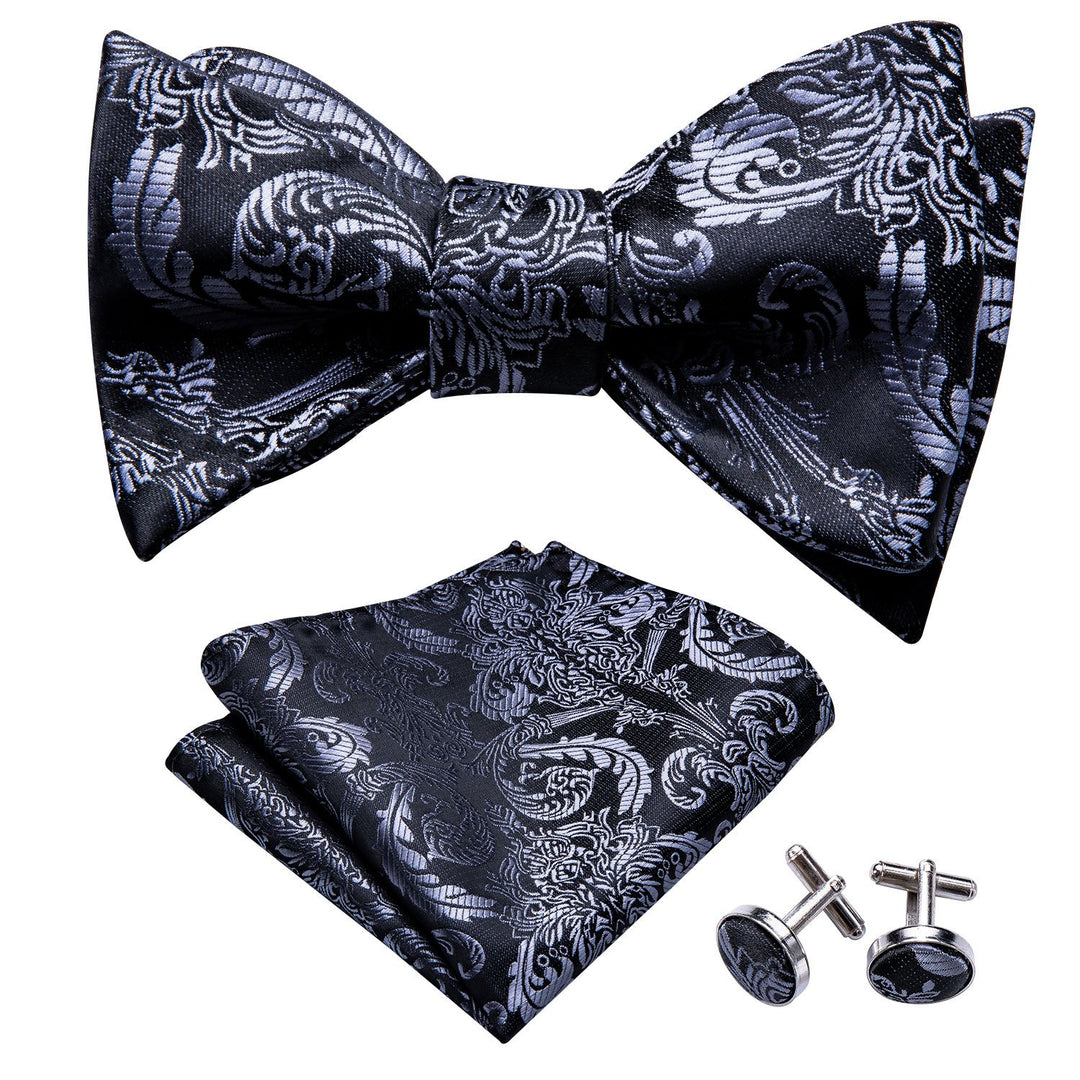 Bow Tie Set Wholesale Silk Bow Ties Men Black Grey