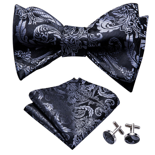 Bow Tie Set Wholesale Silk Bow Ties Men Black Grey