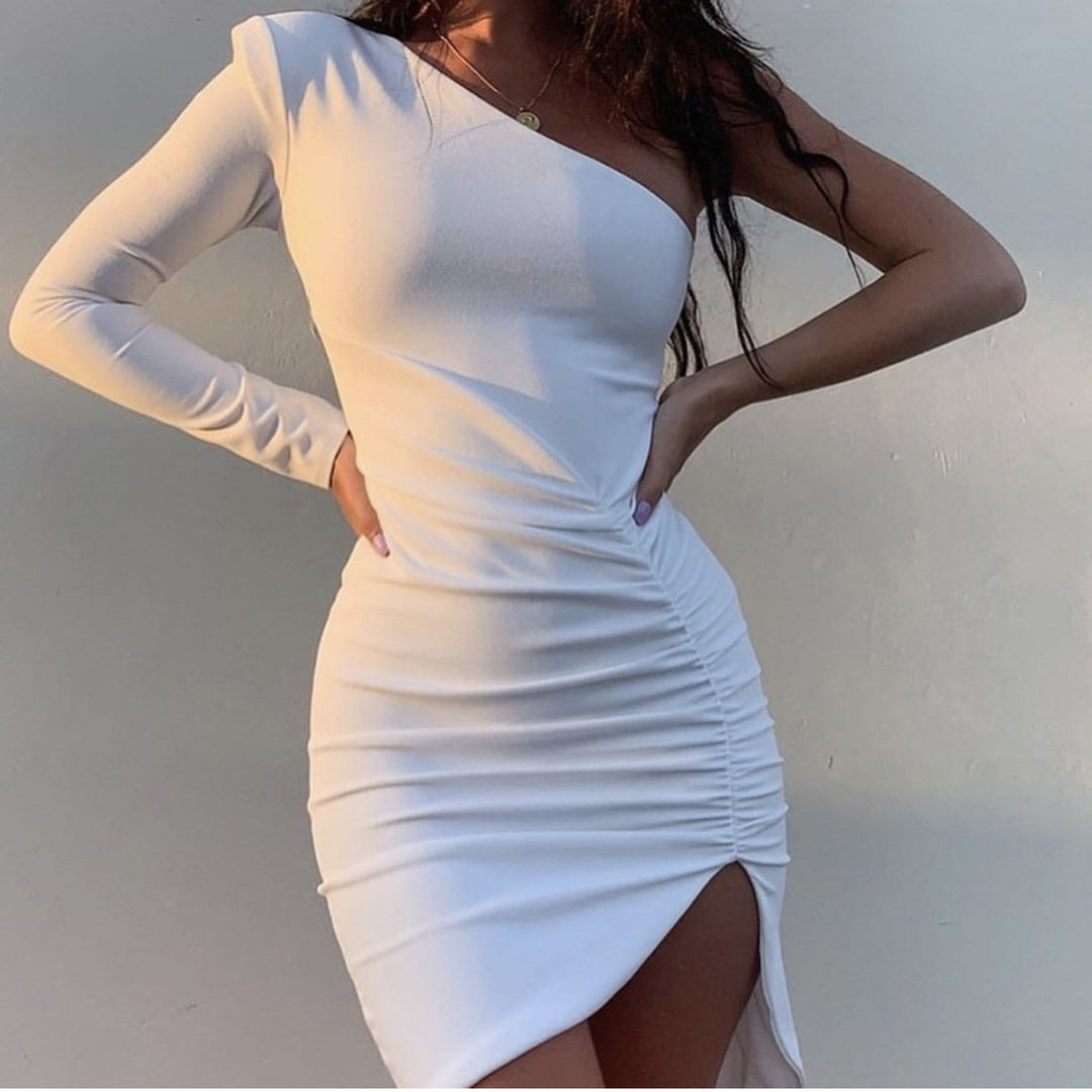 Autumn Winter Women's Sexy Club Dresses Black White Ni
