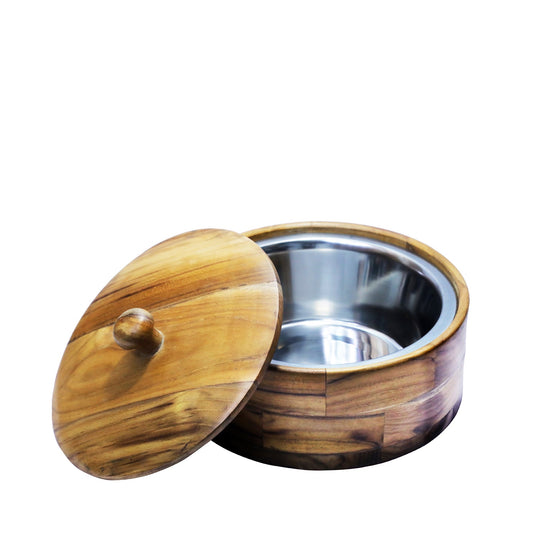 Teak Wood Stainless Steel Bread CHAPATI Casserole Multipurpose Kitchen