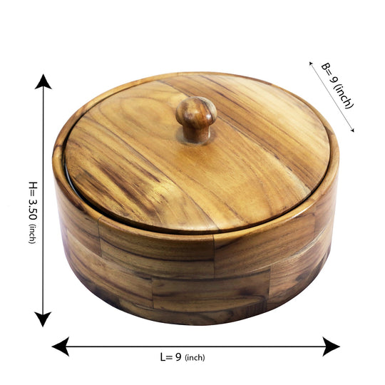 Teak Wood Stainless Steel Bread CHAPATI Casserole Multipurpose Kitchen