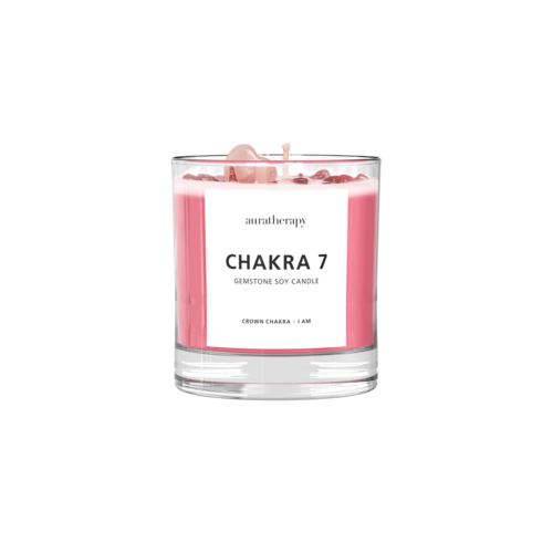 Chakra 7 Strawberry Quartz Gemstone Candle