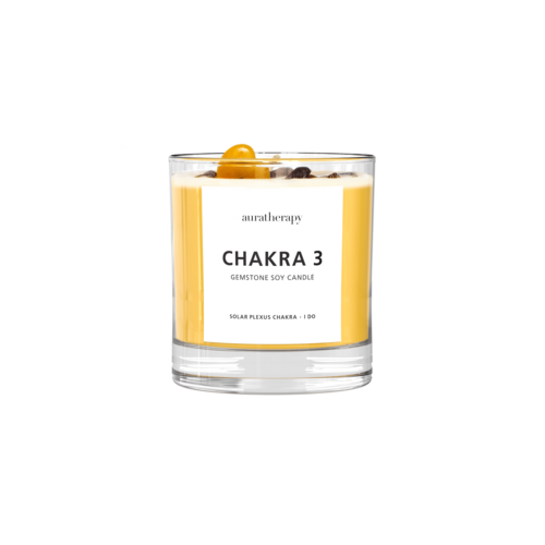 Chakra 3 Tiger Eye Gemstone Candle