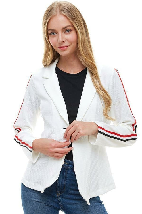 Tailored Blazer with Stripe Detail – Sporty Chic Women's Outerwear