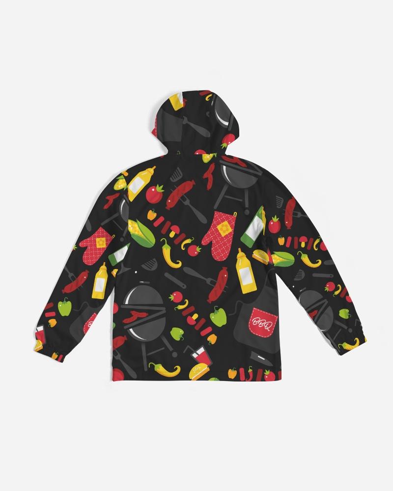 Mens Lightweight Windbreaker Jacket with Hood and Zipper Closure - Bbq