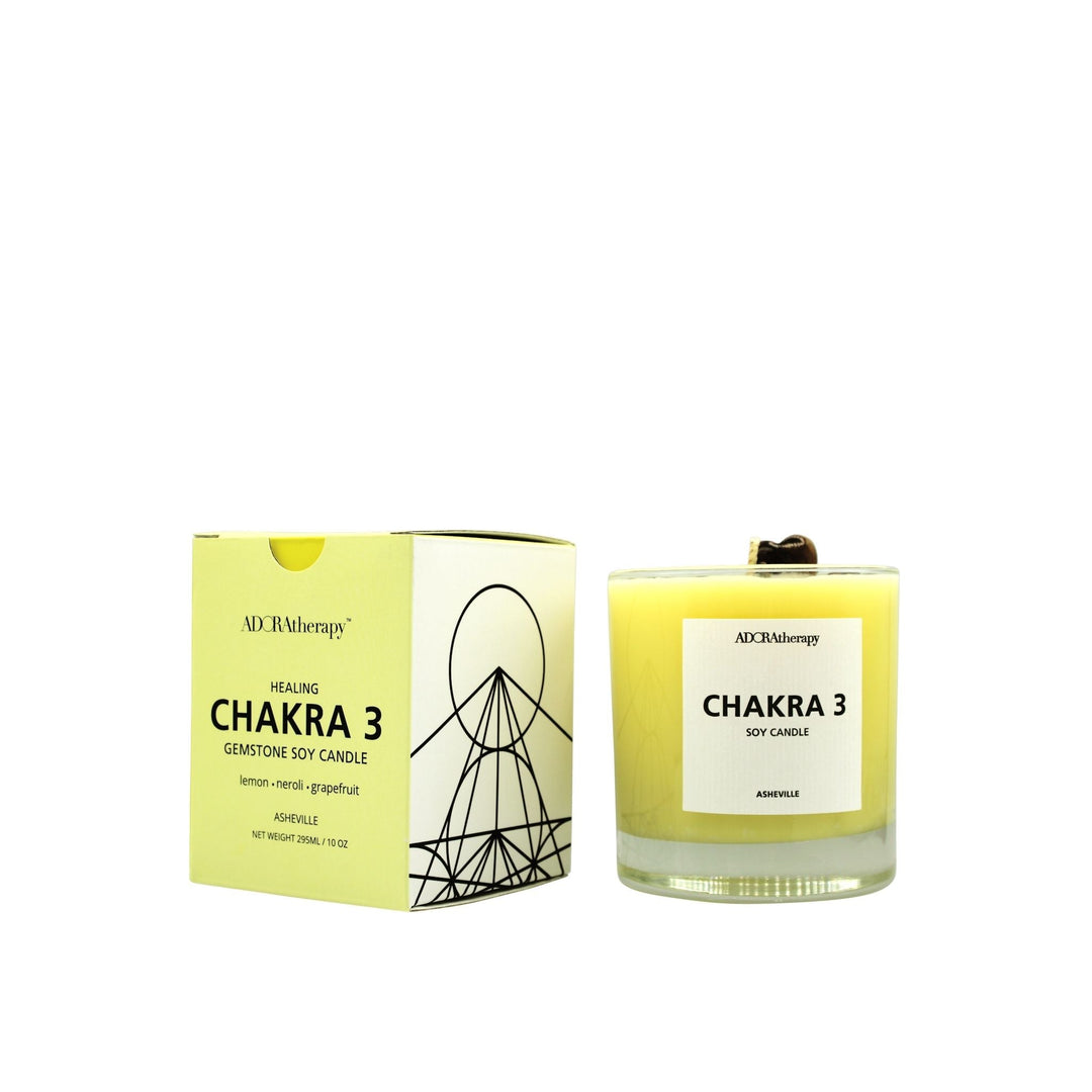 Chakra 3 Tiger Eye Gemstone Candle