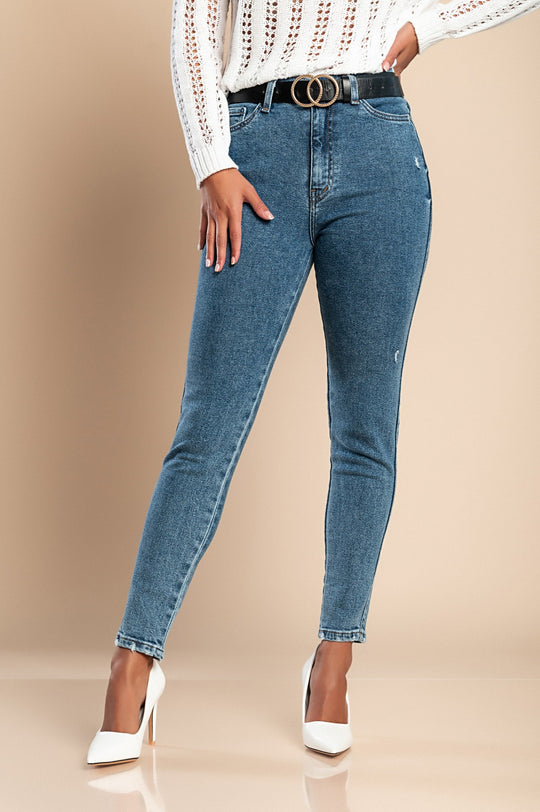 Elastic Skinny Jeans - Blue