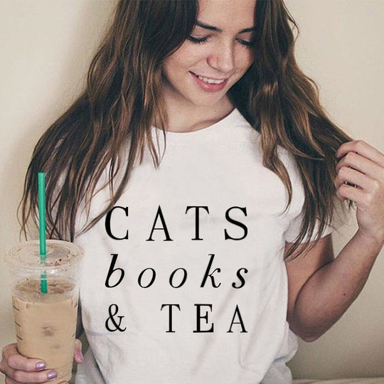 Cats & coffee &Jesus - Cats & Books &Tea Fur Mama T shirt Gift For