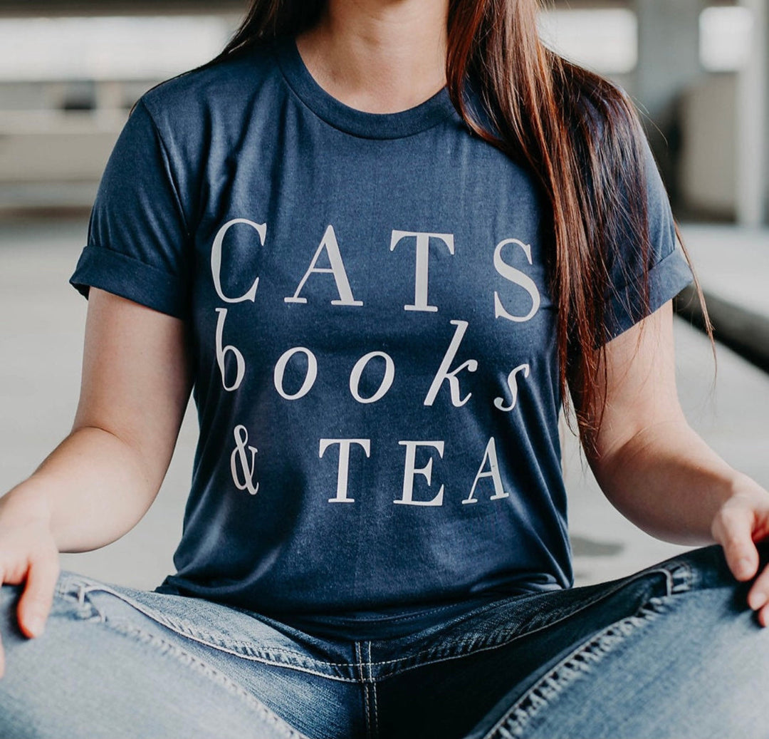 Cats & coffee &Jesus - Cats & Books &Tea Fur Mama T shirt Gift For