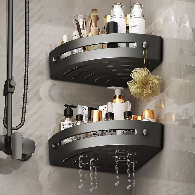 Set of 2 NoDrill Corner Bathroom Storage Shelves