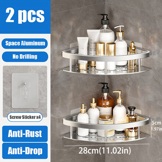 Corner Shower Caddy Set Sleek Bathroom Storage Solutions