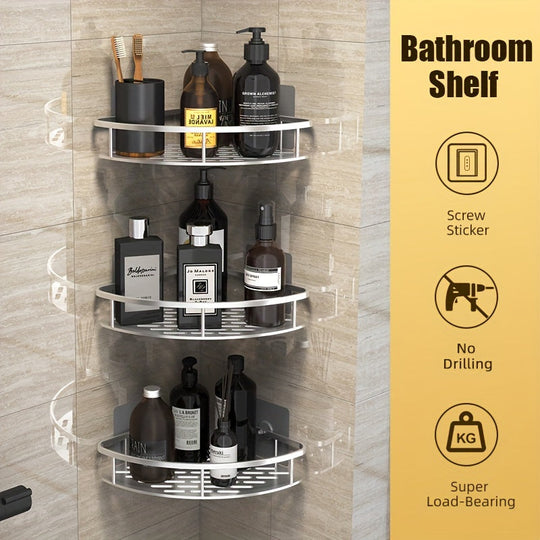 Corner Shower Caddy Set Sleek Bathroom Storage Solutions