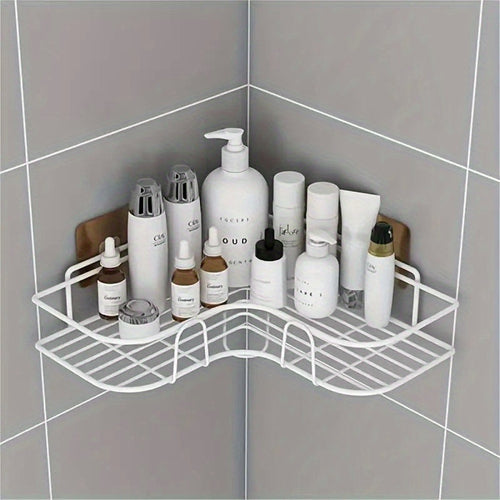 NoDrill Corner Shelf  SpaceSaving Wrought Iron Bathroom Organizer