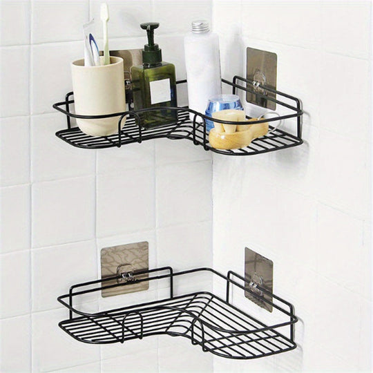 NoDrill Corner Shelf  SpaceSaving Wrought Iron Bathroom Organizer