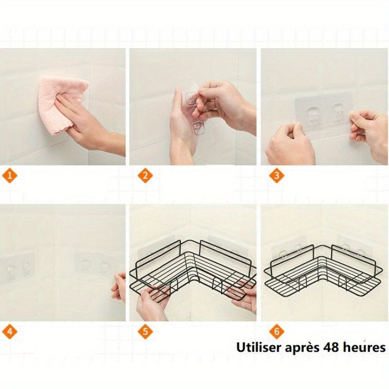 NoDrill Corner Shelf  SpaceSaving Wrought Iron Bathroom Organizer