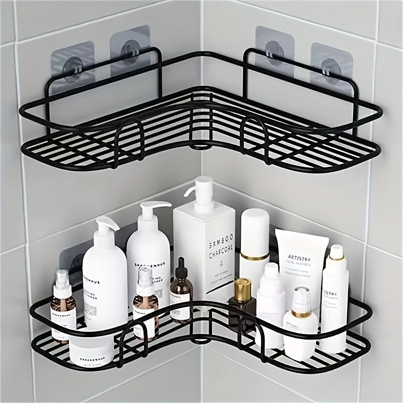 NoDrill Corner Shelf  SpaceSaving Wrought Iron Bathroom Organizer