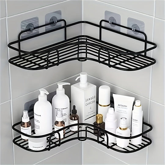 NoDrill Corner Shelf  SpaceSaving Wrought Iron Bathroom Organizer