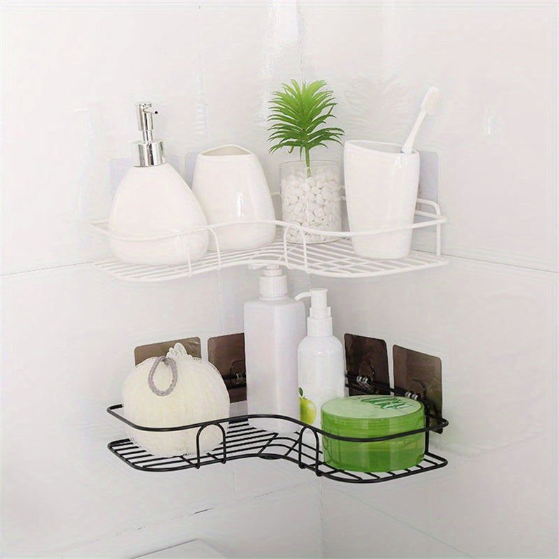 NoDrill Corner Shelf  SpaceSaving Wrought Iron Bathroom Organizer