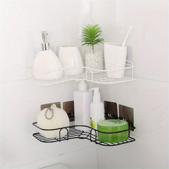 NoDrill Corner Shelf  SpaceSaving Wrought Iron Bathroom Organizer