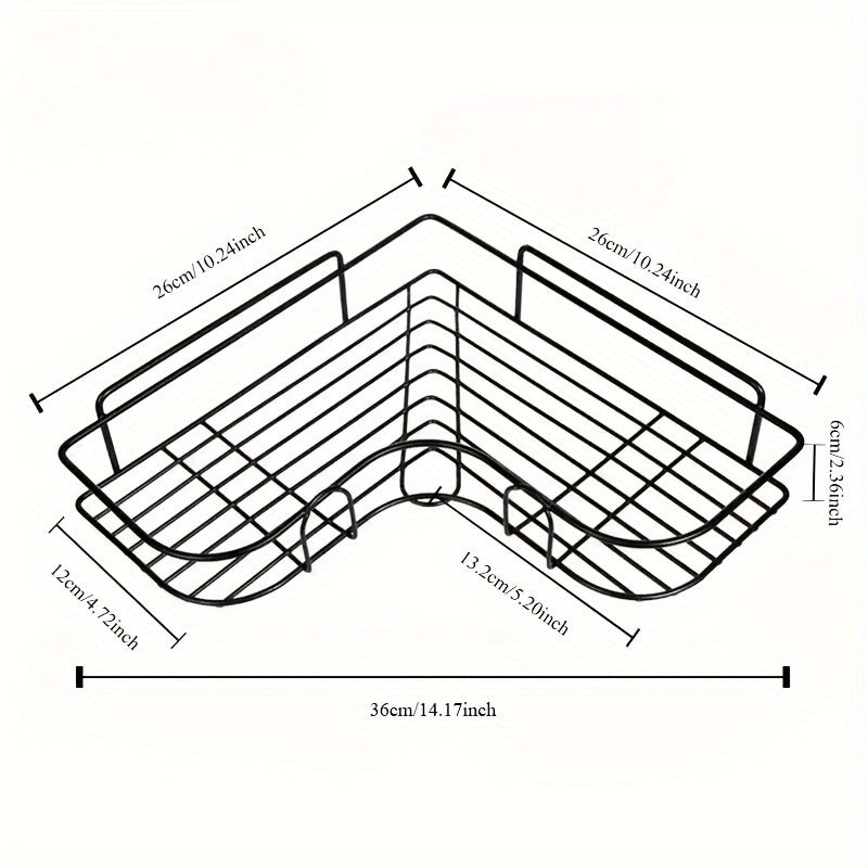 NoDrill Corner Shelf  SpaceSaving Wrought Iron Bathroom Organizer