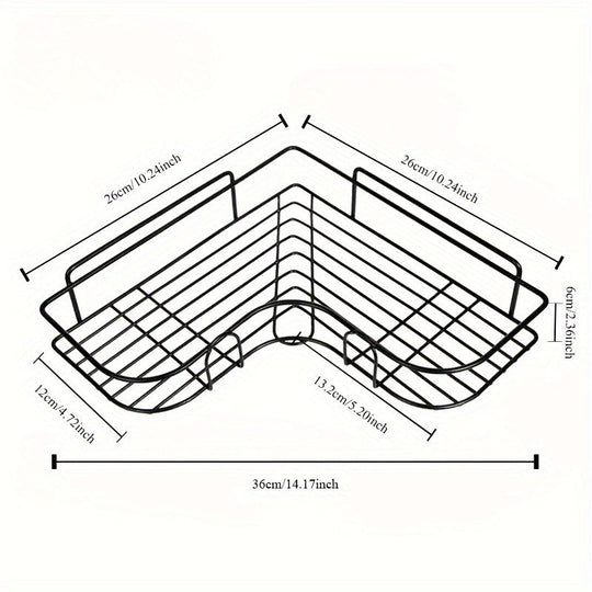 NoDrill Corner Shelf  SpaceSaving Wrought Iron Bathroom Organizer