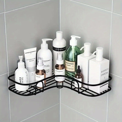 NoDrill Corner Shelf  SpaceSaving Wrought Iron Bathroom Organizer