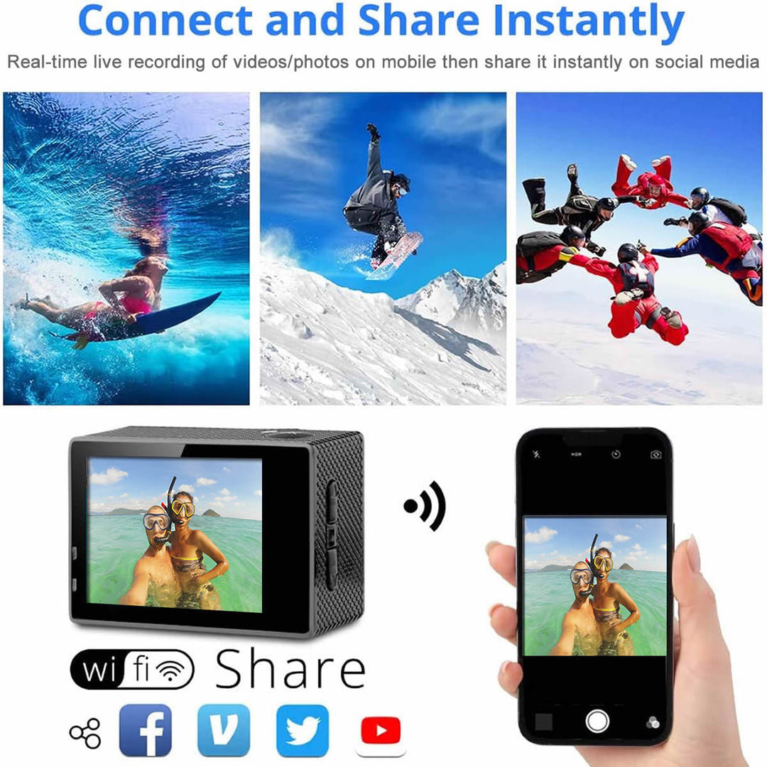 4K Waterproof WiFi Camera with Remote